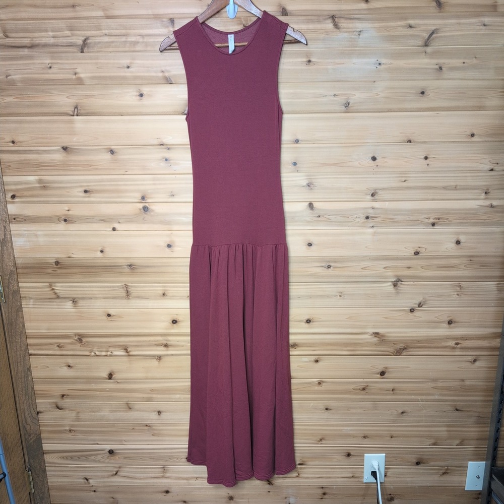 Daily Practice Anthropologie Burgundy Drop Waist Sleeveless Maxi Dress XS